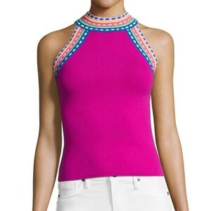 MILLY Vibrant Sleeveless Top with Colorful Trim